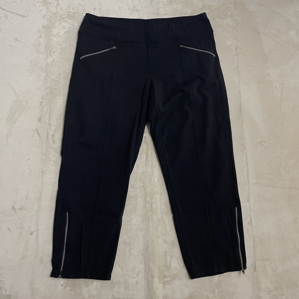 Athleta Athletic Pants Womens Size Medium Ankle‎ Zip Travel Black Stretch Casual